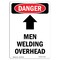 Signmission OSHA Danger Sign, Men Welding Overhead, 24in X 18in Decal, 18" W, 24" L, Portrait OS-DS-D-1824-V-1446 - alternate 1